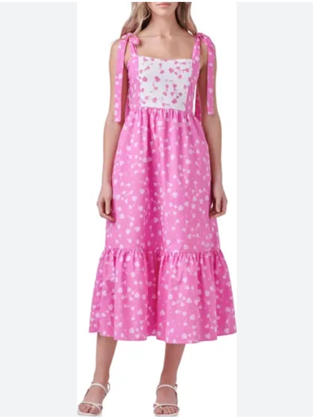 English Factory Pink Cotton Floral Maxi Dress Sz S